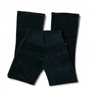LA Kitty Low Rise Velour Flare Lounge Pants Black Y2K Style High Waist